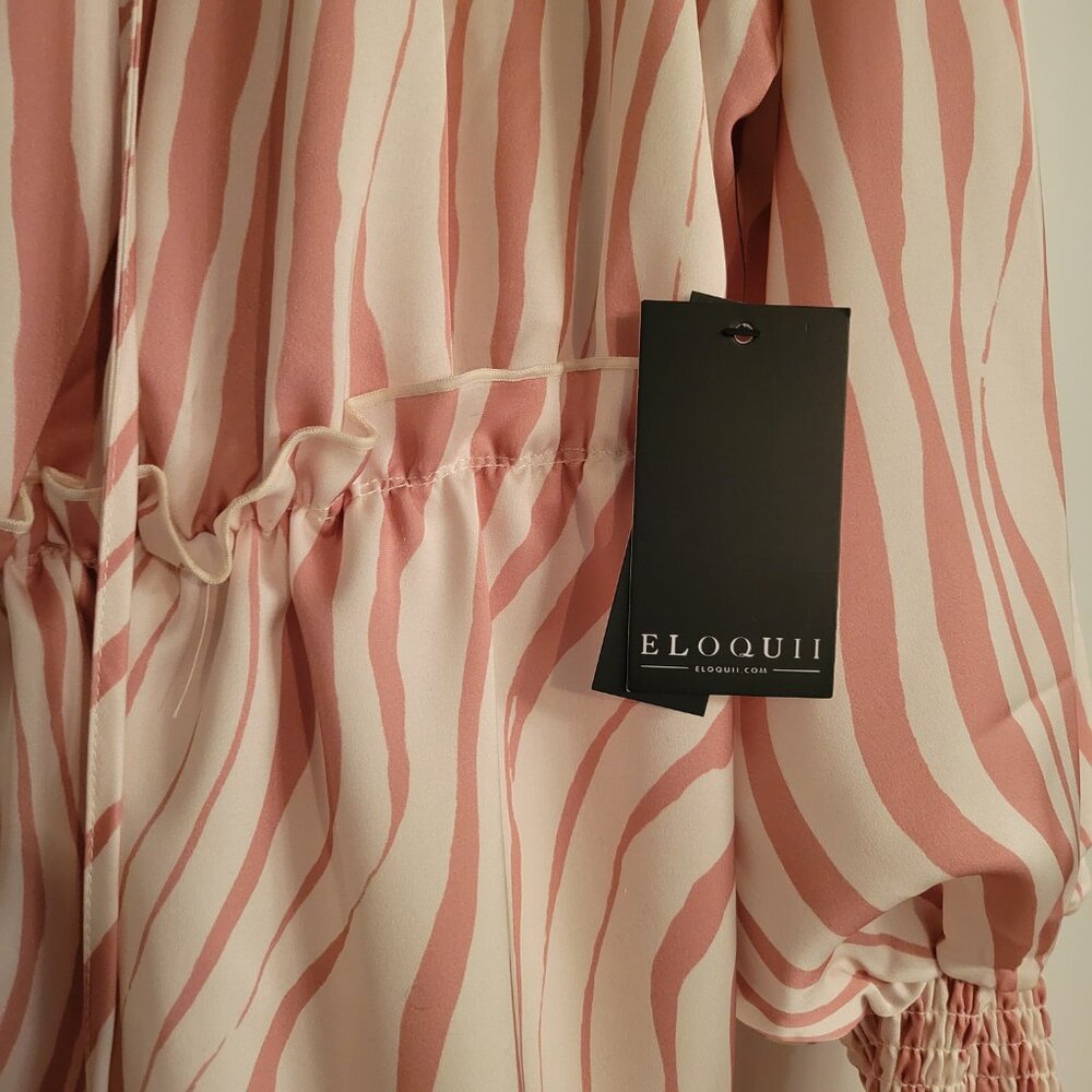 Eloquii Pink & white Satin Dress with Ruffle Size 14/16 - Picture 8 of 11